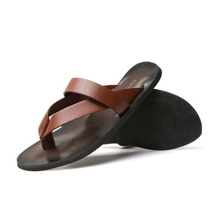 Chaussures de Plage Claquettes Personnalisées Tongs <span class=keywords><strong>Homme</strong></span> Sandales <span class=keywords><strong>Cuir</strong></span> Véritable pour Hommes - Product Image 2