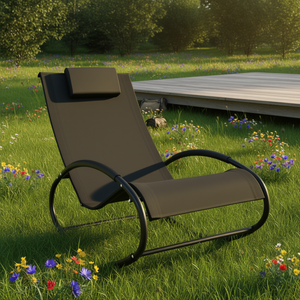 เก้าอี้โยกสำหรับสวน โครงโลหะ ผ้าโพลีเอสเตอร์ ดีไซน์ร่วมสมัย เฟอร์นิเจอร์กลางแจ้ง สไตล์โมเดิร์น พับได้ รูปทรงวงรี - Product Image 2