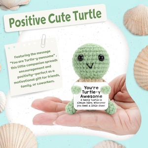 Tortuga Positiva, Regalos Divertidos, Peluche Emocional, Animales de Ganchillo Emocionales, Mini Peluches Lindos Hechos a Mano, Regalo Inspirador de Tortuga - Product Image 4