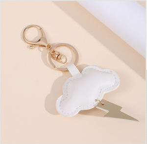 Grosir gantungan kunci berkilau awan putih lucu ornamen liontin gantung kulit PU rantai kunci Kawaii wanita Aksesori jimat - Product Image 1