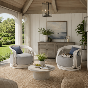 Sillón de Ratán Natural Moderno, Diseño Orgánico de Lujo, Sillón Ocasional para Patio Cubierto, Terraza, Gazebo, Muebles para Exteriores, EE. UU. - Product Image 1