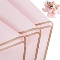Papier d'emballage floral pour fleuriste, feuille d'emballage pour bouquet coréen, bord doré, imperméable