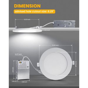 Recessed <b>Ceiling</b> <b>Light</b> 6 Inch 12W LED Dimmable Downlight 5CCT 2700K-6000K <b>Modern</b> Style Easy Installation - Product Image 5