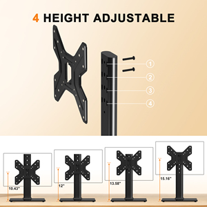 <span class=keywords><strong>TS205</strong></span> 17 "-43" 40kg Ajuste de altura económico Soporte de mesa de TV Base de soporte de montaje de televisión de escritorio universal - Product Image 4