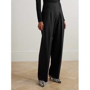 <span class=keywords><strong>Pantaloni</strong></span> <span class=keywords><strong>Neri</strong></span> a Vita Alta e Gamba Larga da <span class=keywords><strong>Donna</strong></span> - Vestibilità Morbida e Drappeggiata, Silhouette Snellente, <span class=keywords><strong>Pantaloni</strong></span> Traspiranti per Tutte le Stagioni - Product Image 4