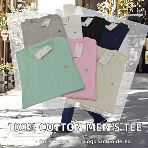 100% Cotton Men's Short Sleeve Regular Fit Casual T-Shirt 180g Wholesale Embroidered Logo Solid Pattern OEM/ODM/Factory - Product Image 2