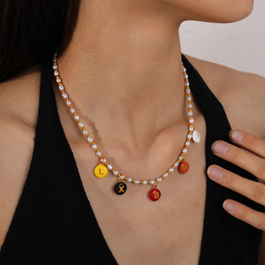 Colgante de cuentas con letras de bloques de color Dopamina, redondo de acero inoxidable, accesorio de joyería DIY para pulseras y collares - Product Image 4