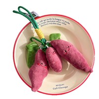 Nouveau porte-clés en peluche super doux en forme de patate douce violette, pendentif pour sac à dos, jouet, décoration de cartable, cadeau unisexe
