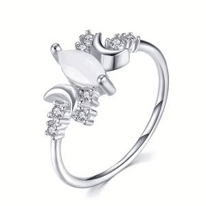 Bague en pierre de lune H497 pour femme, forme poire naturelle, sertie de griffes, cadeau, bagues tendance - Product Image 3