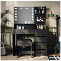 Meubles de chambre à coucher Ensemble table de toilette de maquillage Commode moderne Coiffeuse de luxe avec miroir et tiroirs