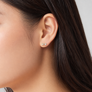 Pendientes de Acero Inoxidable con Baño de Oro de 14K y Circonita en Forma de Lazo, Diseño de Piedra Pequeña en Forma de Pera, Color Azul, Rosa y Transparente - Product Image 5
