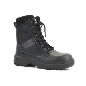 Mens Leather Tactical <strong>Boots</strong> Black Waterproof Breathable Side <strong>Zip</strong> Steel Toe Men <strong>Boots</strong> Tactical Hiking Outdoor <strong>Work</strong> - Product Image 1