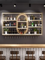 Porte-bouteilles de vin de style industriel de luxe avec éclairage lumineux, en fer forgé, rangement de comptoir pour restaurants, montage mural