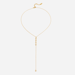 Collier Pendentif Tendance en Acier Inoxydable Plaqué Or 18K avec Zircon Blanc, Chaîne en Y, Design Géométrique et Sertissage Multi-Étages - Product Image 1