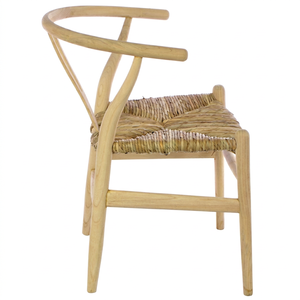 WOODGRANDLIVING Fauteuil scandinave en bois tressé fait main, finition naturelle, siège en rotin, chaise d'appoint de salle à manger, mobilier moderne pour la maison - Product Image 1