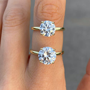 925スターリングシルバー ラウンドブリリアントカット ソリティアダイヤモンドリング レディース カスタム 3ct 5ct モアサナイト ウェディングリング - Product Image 4