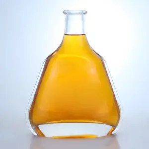 Botellas de vidrio de lujo claras de alta calidad 500ml 700ml 750ml Tequila Brandy Gin Vodka Rum con tapa