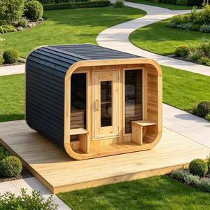 Sauna extérieur de luxe sur mesure en bois de pruche, chauffage à pierres volcaniques 4000W, pour villa, cour et usage familial - Product Image 2