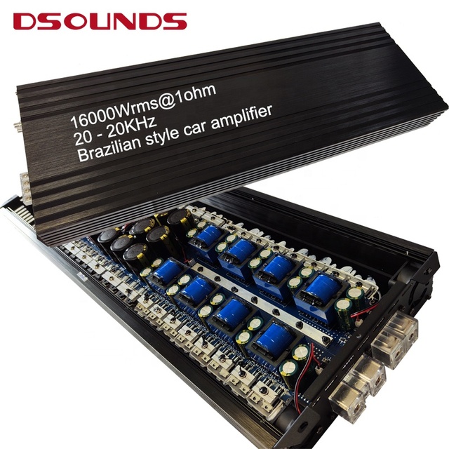 Brazilian Style Car Amplifier with Wired Remote 16000Wrms at 1OHM Big Power MonoBlock Car Amplifier for Car Subwoofer Speaker