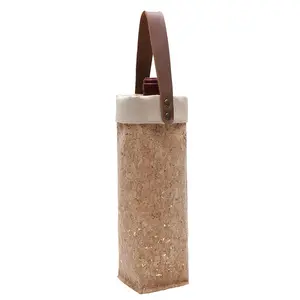 Wasserdichte Weint asche Cork Wine Geschenk verpackung Cooler Bags Cork Wine Case mit Leder griff