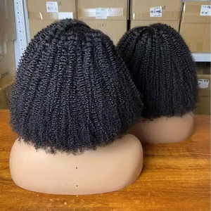 Perruque courte afro bouclée frisée en gros, perruque à fermeture en dentelle HD 4x4 5x5 6x6 sans colle, perruques de cheveux humains afro 4C bouclées, fournisseurs - Product Image 2