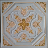 Plaque de plâtre dorée 595x595x9mm pour faux plafond/plafond en plâtre à motif floral artistique