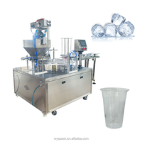 Machine de remplissage rotative automatique pour gobelets à glace, moteur à piston, gobelets en plastique, lait, jus, céréales, capacité 1200BPH, entraînement électrique et pneumatique