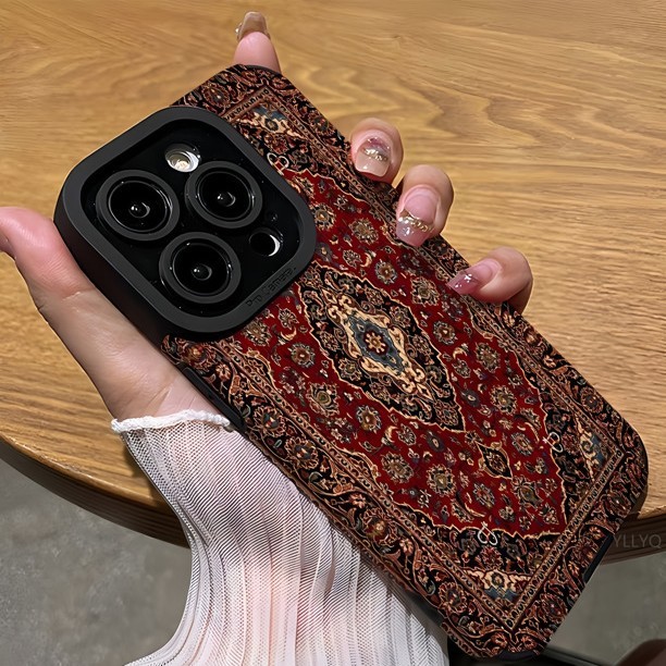 Hot Sale Luxury Persia Carpet Pattern Phone Case for iPhone 17 16 15 14 13 Pro Max Veneer Leather Soft All Inclusive Back Cover