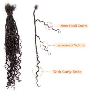 Estensioni Dreadlock BLT all'ingrosso, 0,6 cm di spessore, fatte a mano, stile Boho Goddess Locs, con estremità ricce, in capelli umani <span class=keywords><strong>Afro</strong></span> - Product Image 4
