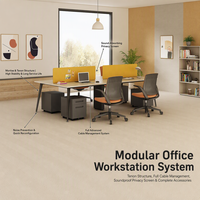 Scrivania Modulare per Ufficio con Piano in MDF e Gestione Cavi per Uffici Open Space