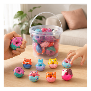 Bolsa de Regalo de Cumpleaños, Juguete de Donut de Animalito Adorable, PU Suave y Elástico, Antiestrés, Premio Escolar, Suministro de Fábrica - Product Image 4
