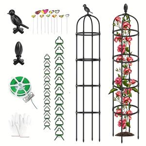 Treillis ovale de jardin pour plantes grimpantes d'extérieur, support pour plantes en treillis rond antirouille pour rosiers, fleurs en pot d'intérieur - Product Image 1