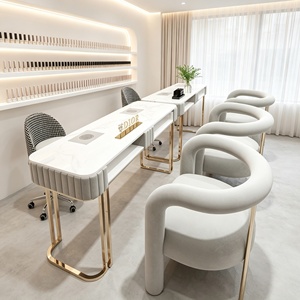 Beauty Salon Professional White Marble Top <b>Nail</b> Table and Chair Set Multi-function <b>Nail</b> Table Beauty Salon Manicure Furniture - Product Image 2