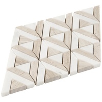 Mosaïque de piscine en marbre Thassos européen intemporel, gris bois, triangle Monique, beige naturel, parquet, pour mur intérieur