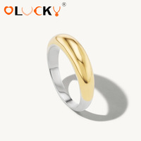 LUCKYJIU Bagues Dôme Ondulées Personnalisées en Acier Inoxydable Plaqué Or 18K, OEM ODM, Étanche, Fournisseur d'Usine de Bijoux en Gros pour Marques