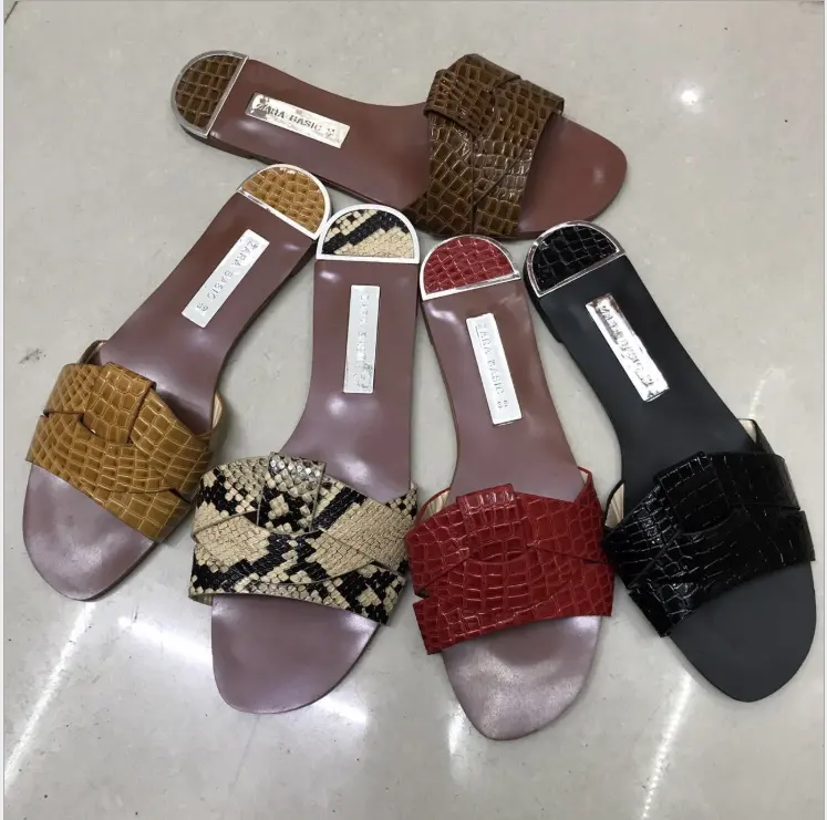 Wholesale flats Fashion women shoes croc print red summer sandals sexy girls high quality China sandals last design