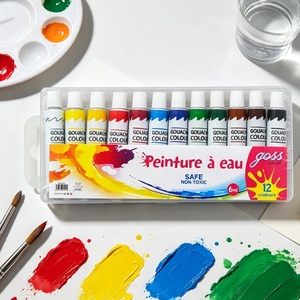 Fournisseur d'art - Ensemble de peinture <span class=keywords><strong>gouache</strong></span> 12 couleurs - 6 ml / tube - Sans danger et non toxique pour les enfants, les étudiants et les débutants - Product Image 1