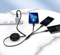 Câble de charge universel Macaron Portable USB-C rétractable 3-en-1 chargeur d'alimentation multifonction Type C cordons de données de haute qualité