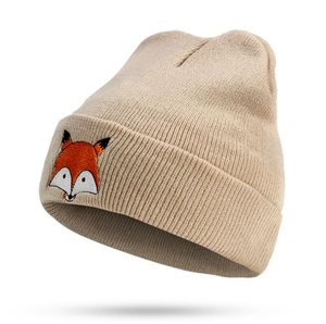 Hip hop estilo bordado fox cálido de punto de lana de sombrero para la gente joven - Product Image 4