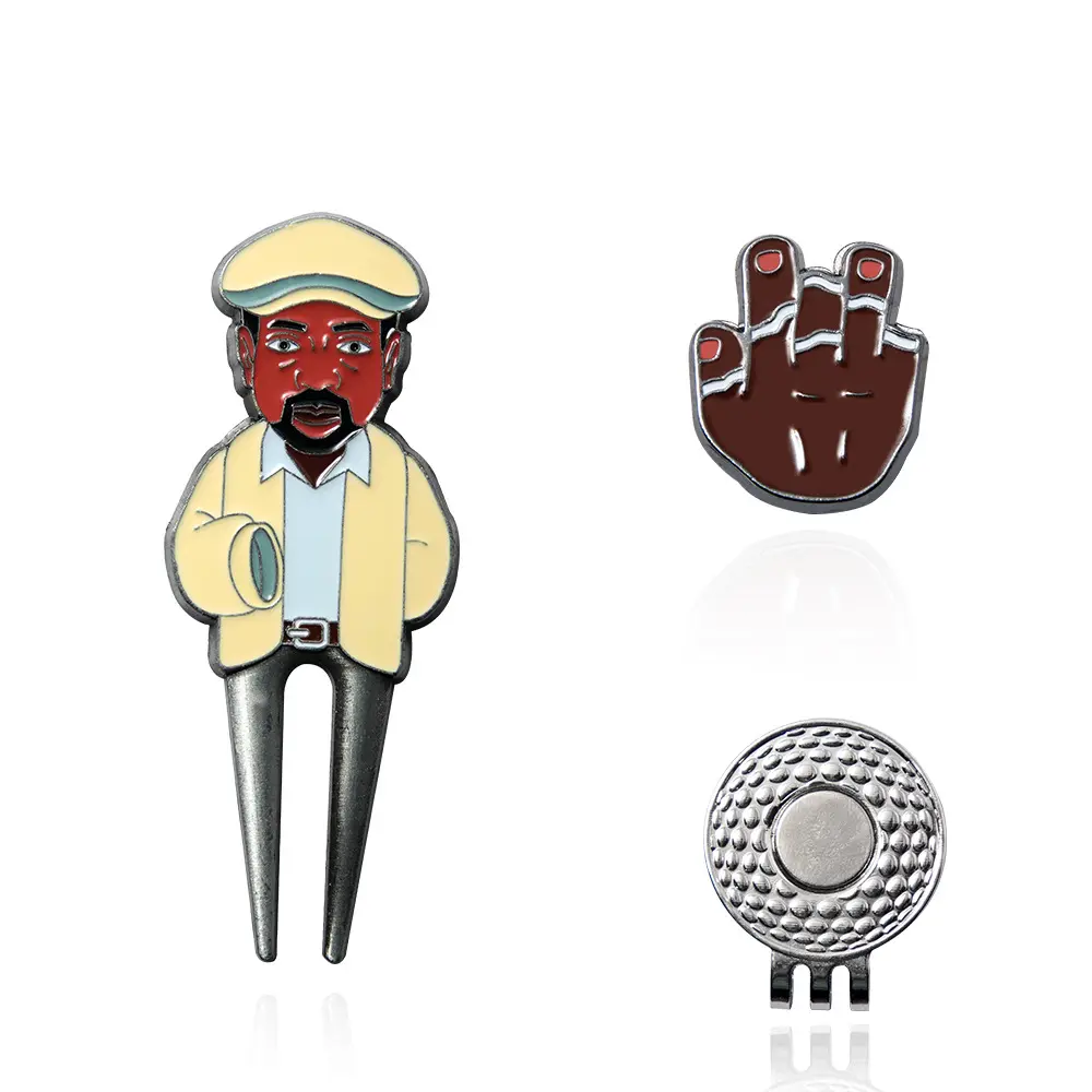 Custom personalised athletes cap clip metal accessories ball fork cartoon pattern with magnetic suction magnet