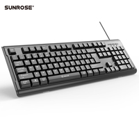 Kualitas tinggi 104 tombol USB multi-bahasa kabel Keyboard kantor desain proyeksi hitam untuk PC produk baru