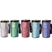 Mug Vakum Titanium Portabel OEM Bulk 14oz/410ml dengan Tutup 2-in-1 dan Layar Temperatur Anti Bocor