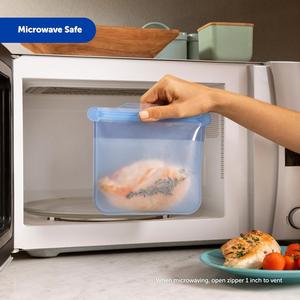 ถุงซิลิโคนเก็บอาหารแบบใช้ซ้ำได้, ถุงซิลิโคนปิดผนึกขนาดกลาง, ภาชนะเตรียมอาหารทนความร้อน ปลอดภัยสำหรับแช่แข็ง - Product Image 3