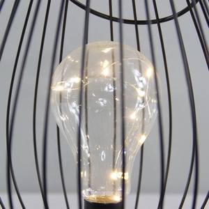Trang Trại Vòng Lồng Đen Sắt Pin Powered Điện Kim Loại Đèn Lồng Với LED Dây Bóng Đèn - Product Image 5