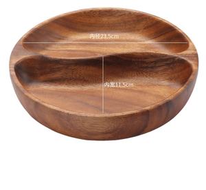 <span class=keywords><strong>Plateau</strong></span> <span class=keywords><strong>diviseur</strong></span> de collations et de fruits pliant et intégrant en bois de noyer sud-américain de qualité supérieure pour un usage domestique-exquis et pratique - Product Image 1