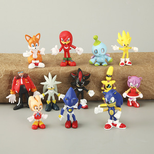 Lot de 12 figurines <span class=keywords><strong>Sonic</strong></span> Tails Knuckles <span class=keywords><strong>Amy</strong></span>, figurines d'action, modèles de dessins animés, jouets de collection, cadeau pour enfants et fans, vente en gros - Product Image 1