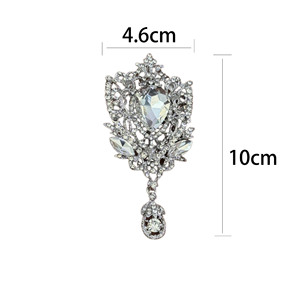 Broche de luxe en alliage plaqué or, style européen, avec cristaux en forme de goutte d'eau et strass, pour cadeau de mariage, unisexe - Product Image 5