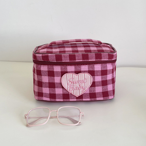 New Design Eco-Friendly Portable Hound's-tooth Canvas Travel for <b>Bag</b> <b>Women</b> Large Capacity Cosmetic Makeup <b>Bag</b> - Product Image 2