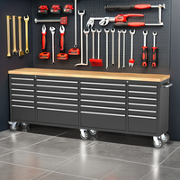 96 pouces. Chariot coffre à outils en acier inoxydable noir avec 24 tiroirs Banc à outils OEM pour la mécanique de stockage de garage et l'utilisation en atelier