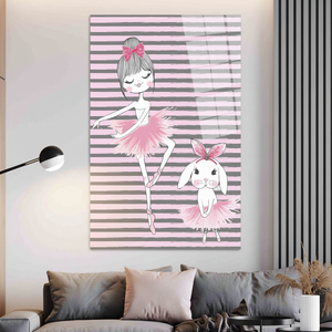 Printed <b>Canvas</b>: Ballet Girl & Rabbit Nursery <b>Wall</b> Art,TEMPERED GLASS ART - Product Image 3